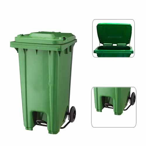 240L Plastic Trash Can Thickened HDPE Large-Capacity Outdoor Trash Can with Lid and Pedal Plastic Trash/Garbage Can