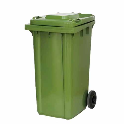 Green 120L Recycling Dustbin Trash Bin Pedal Trash Can With Wheels Garbage Bin Garbage Cans Plastic Food Waste Bins For Outdoor